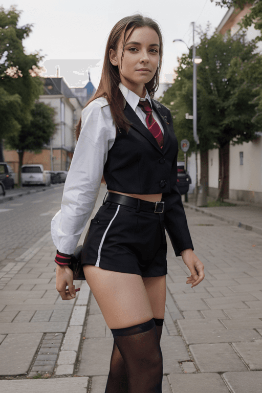 AI generated: Girl ,18years in sexy school uniform,stocking