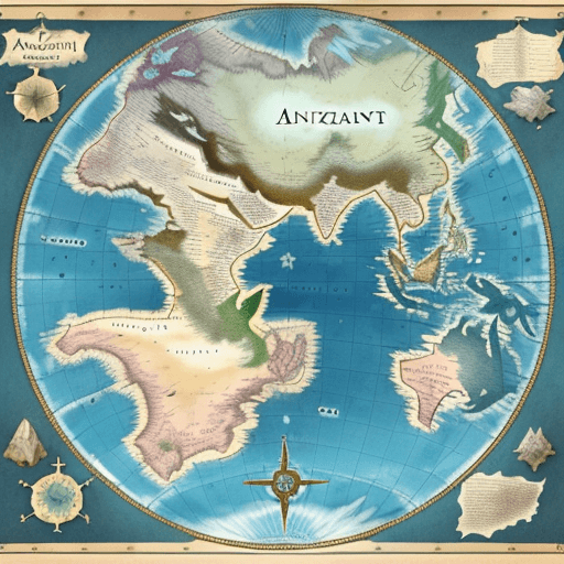 AI generated: Map of a fantasy continent 