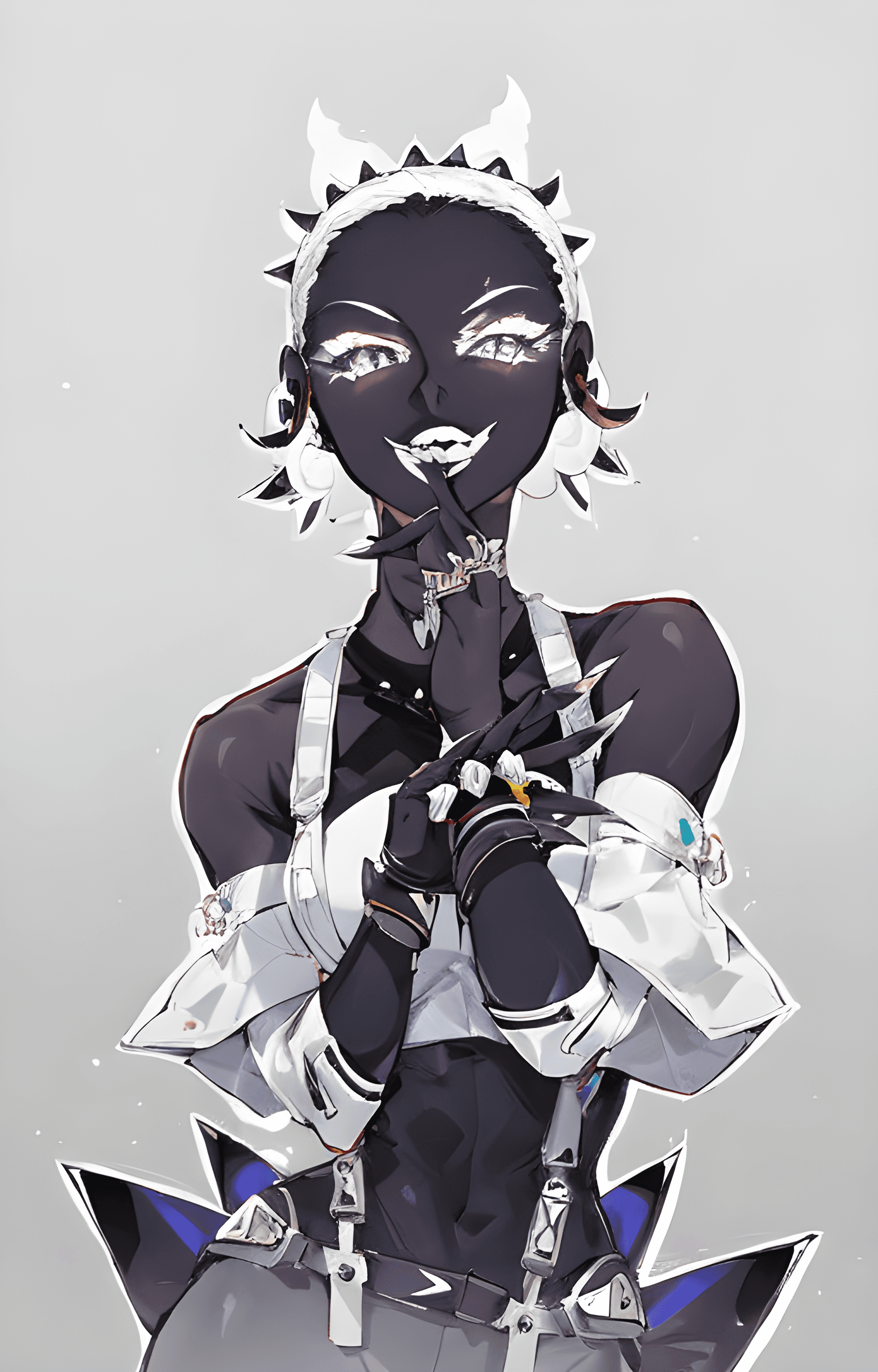 AI generated: a woman dressed in black and white poses for a picture, a character portrait, by Okada Beisanjin, pi...