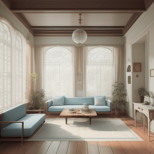AI generated: High resolution photography interior design, dreamy sunken living room conversation pit, wooden floo...