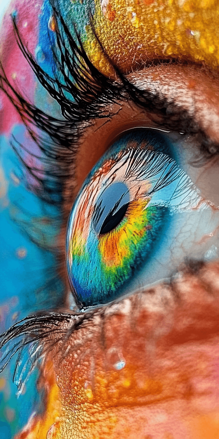 AI generated: woman, colorful realism, intense close-ups --chaos 75 --ar 1:2 --profile rsy6uq9 --stylize 750