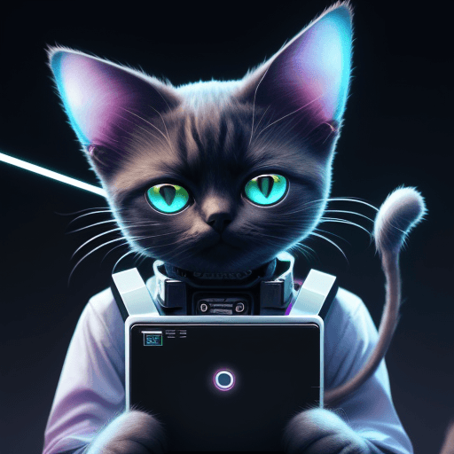 AI generated: Tech cat from future