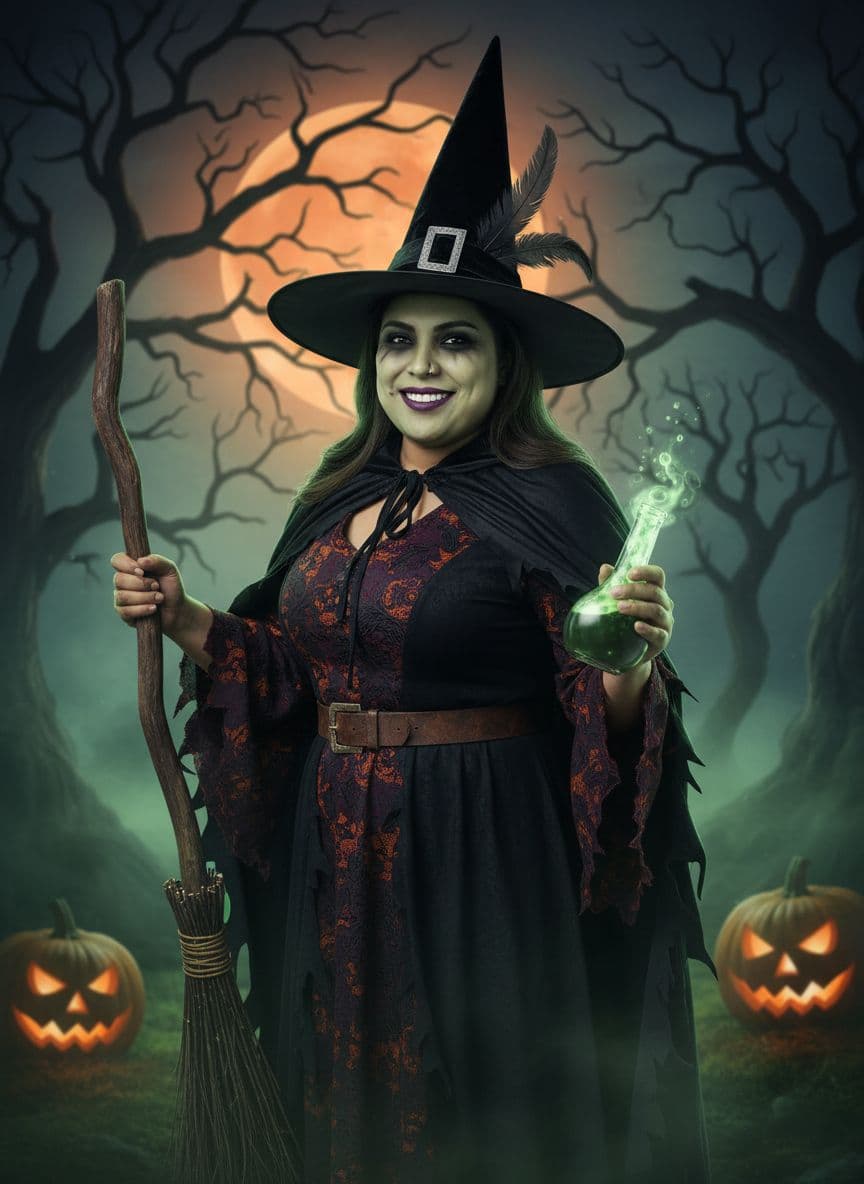 AI generated: Halloween Witch con la cara de la persona de la imagen que subí.
