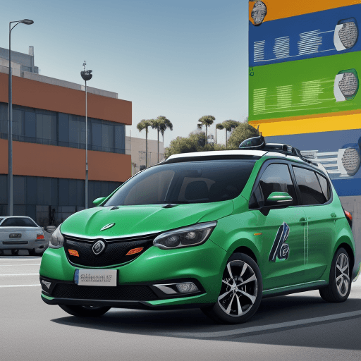 AI generated: estacionamiento (grande) vehicular en una universidad de (colores verdes), carros estacionados (mode...