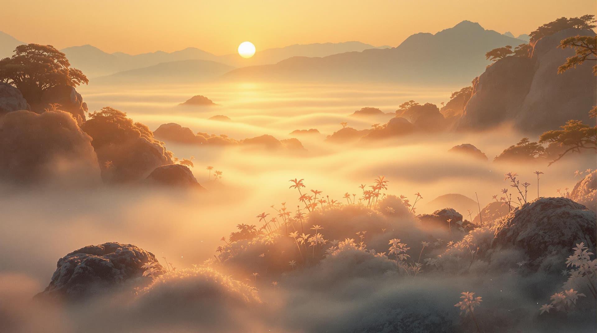 AI generated: whispers of the land of the rising sun, an intimate, serene, and calming dreamscape fantasie with a ...