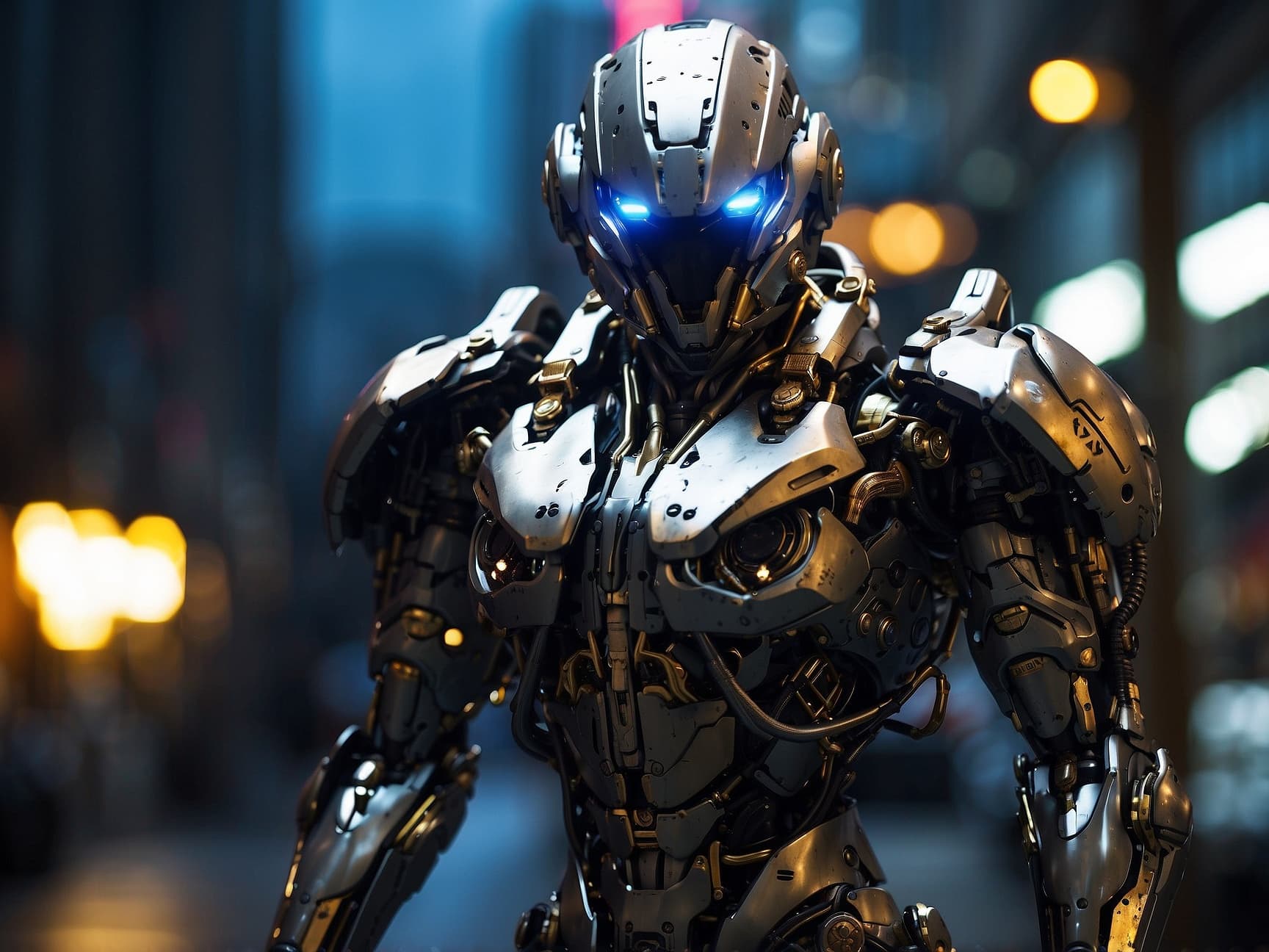 AI generated: Dark_fantasy，cyber punk perssonage，（Pacific Rim，Metallic Color：1.1），1人，Mechanical Wonder，Robotic pre...