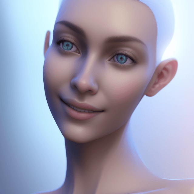 AI generated: ethereal and clean portrait of a woman character Unreal Engine 5, pristine glass-like face skin qual...