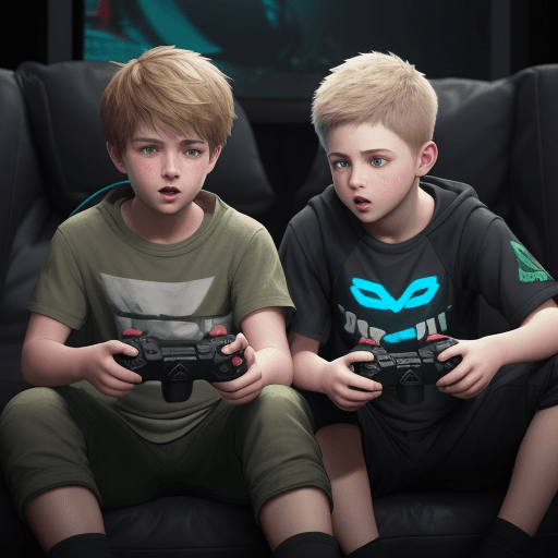 AI generated: photo of ultra realistic sustinable for an articale showing a boys with friend play video games
