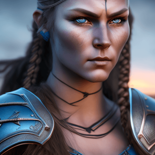 AI generated: Fujifilm XT5 portrait photo of a ultra realistic viking woman warrior, perfect realistic blue eyes, ...