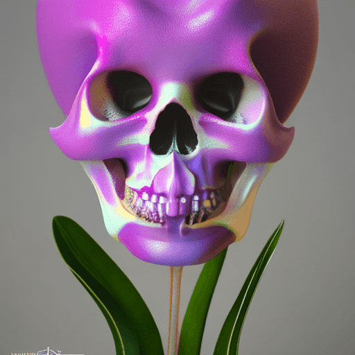 AI generated: orchid, skull, not nude, bioluminiscent creatures, intricate artwork, trending on artstation,t symme...