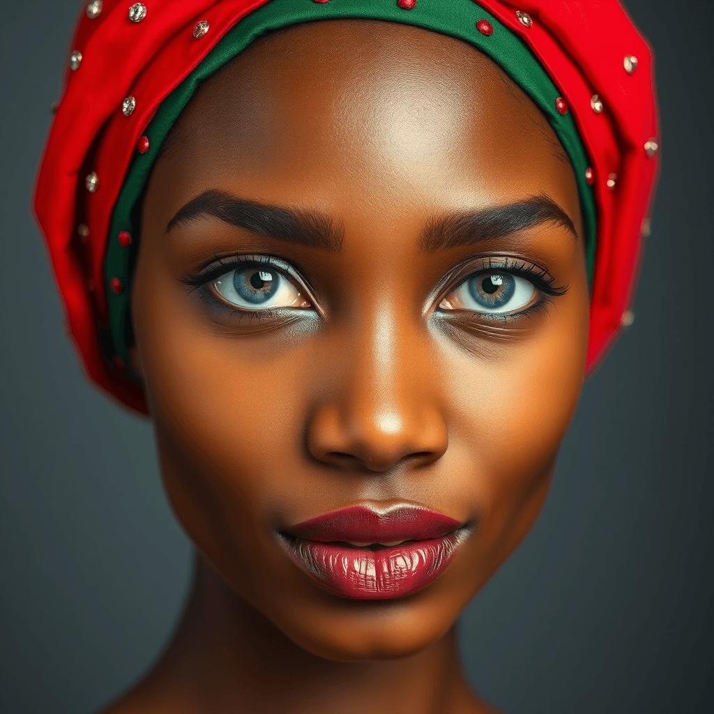 AI generated: The image features a close-up of an African girl face, focusing on their eyes and upper cheeks. The ...