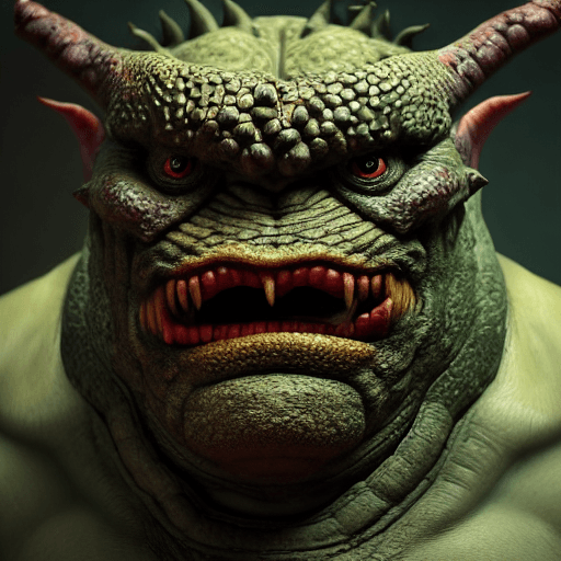 AI generated: Ogre monster close-up portrait full body, underworld and dark creatures, intricate artwork . octane ...