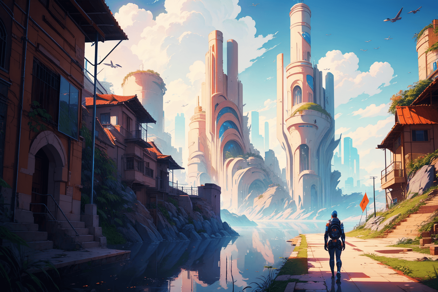 AI generated: masterpiece, best quality, (solarpunk:1.2), afrofuturism, landscape, highres