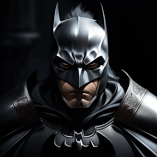 AI generated: kneeling no mask  batman lion knight, portrait, finely detailed armor, intricate design, silver, sil...