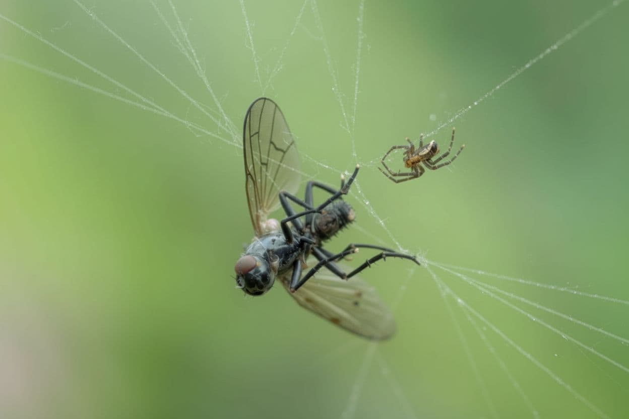 AI generated: spider attacking fly 