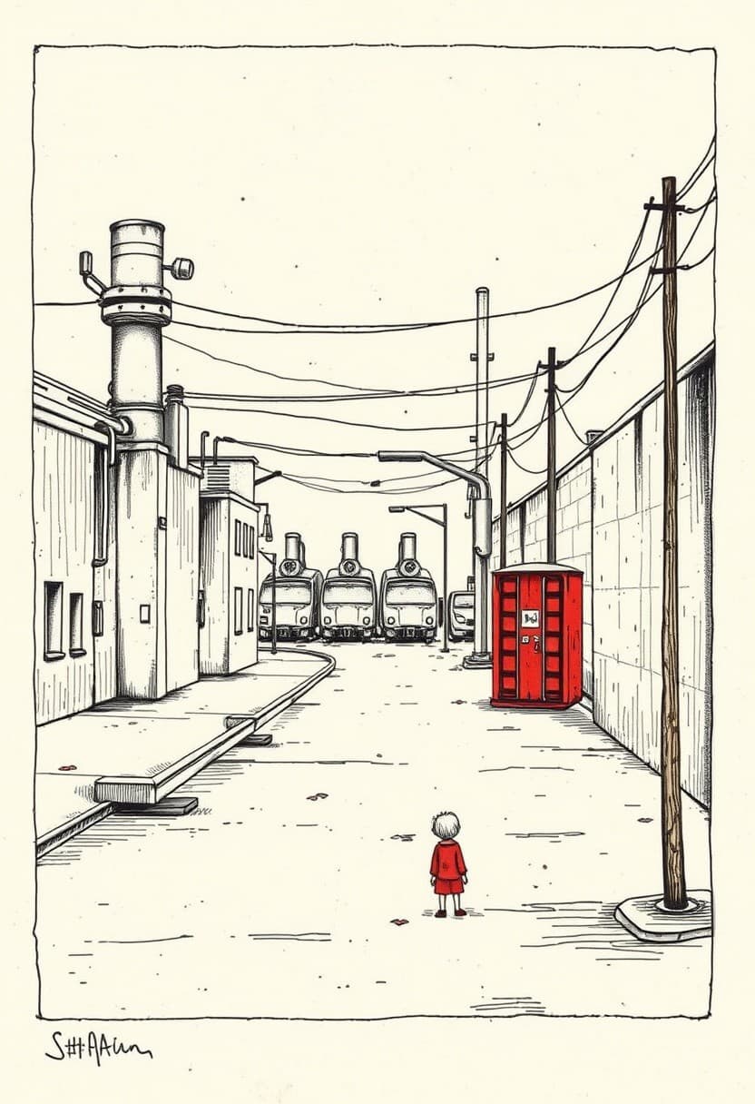 AI generated: Industrial Light and Form , conceptual street art meets whimsical illustration, poetic minimalism, s...