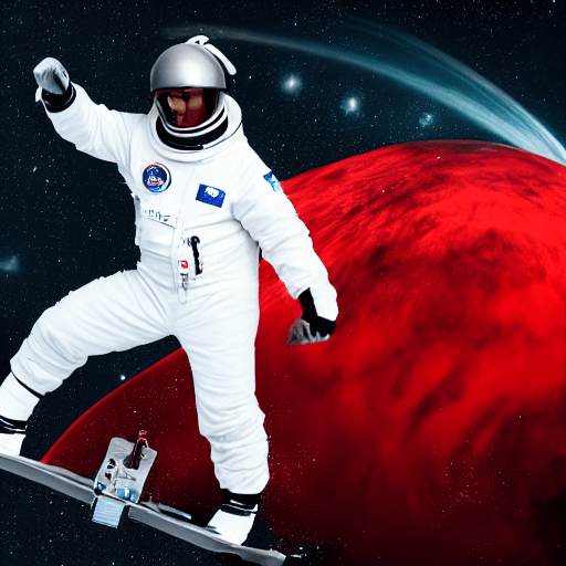 AI generated: a Blackman in a white ski mask and is wearing white track suit, with a nasa logo on his tracksuit, r...