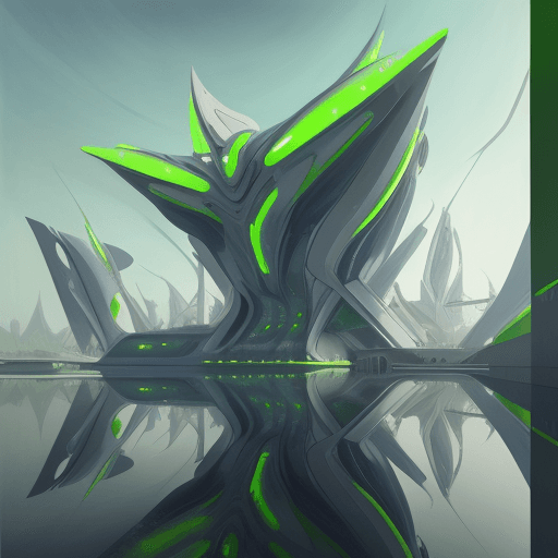 AI generated: 
futuristic architecture / painting / Chris Bosse style with ultra green environnement
 .