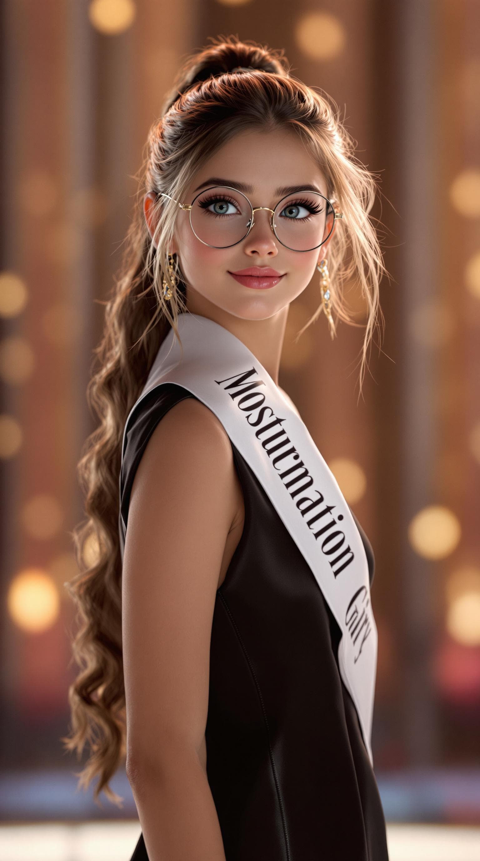 AI generated: A professional photograph of the most beautiful second-grade girl in the world, participating in a b...