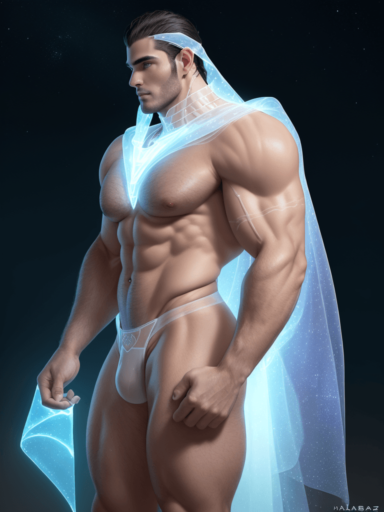 AI generated: profile view, Aldebaran from Kinght of the Zodiacs, hairy caucasian complexion, muscular, athletic a...