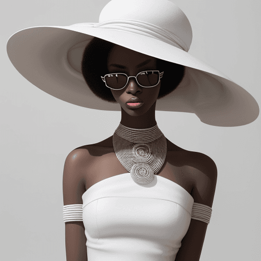 AI generated: Fashion design work feauturing a (Chanel) female (Nigerian) model wearing minimalist women’s clothin...
