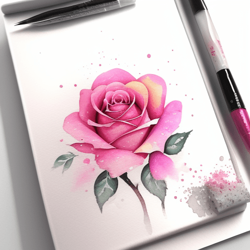 AI generated:  Wunderschöne Rose in Watercolor mit Glitzer