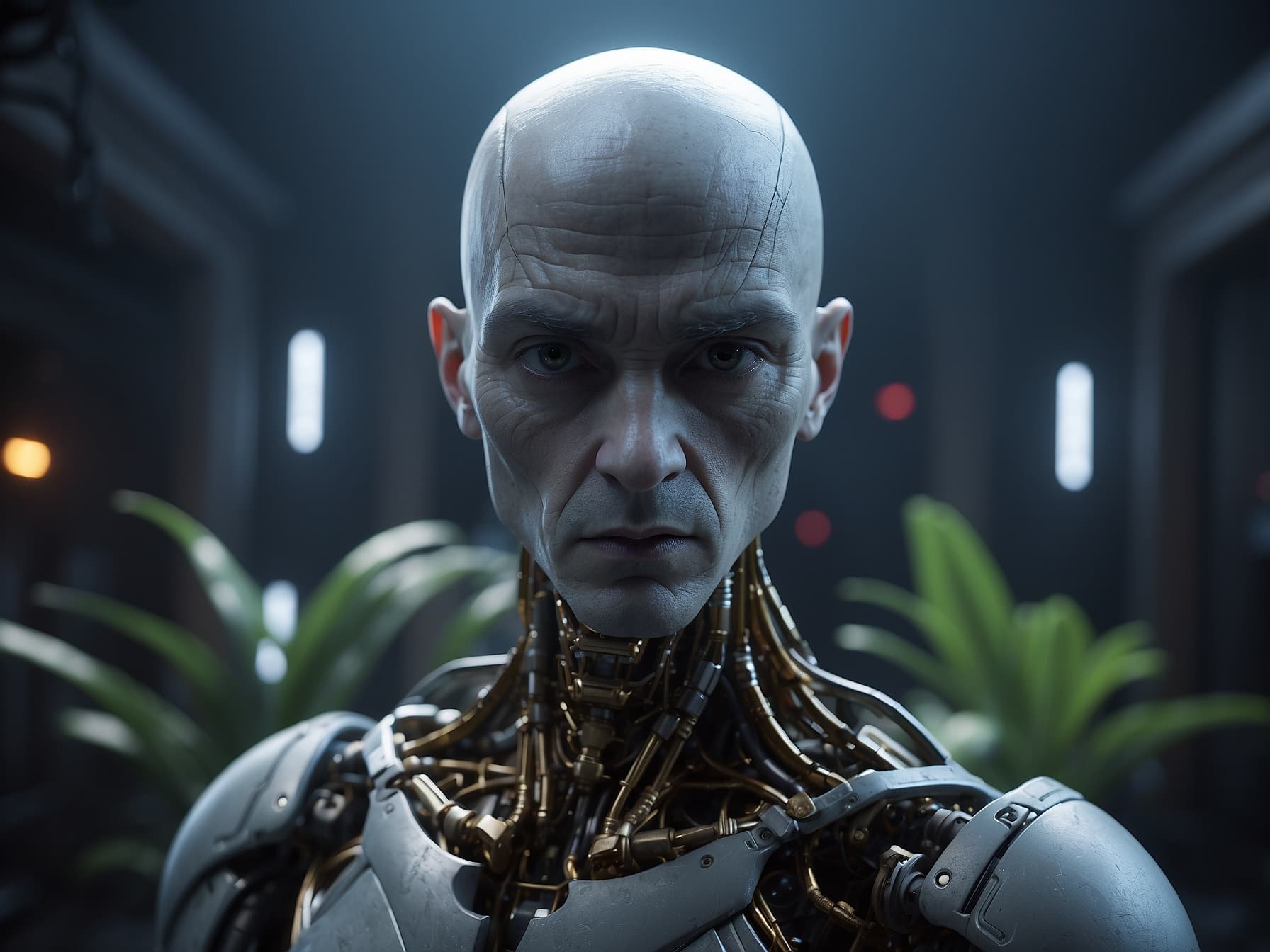 AI generated: a robotic futuristic man, a character portrait by Frederik Vermehren, cgsociety, photorealism, rende...