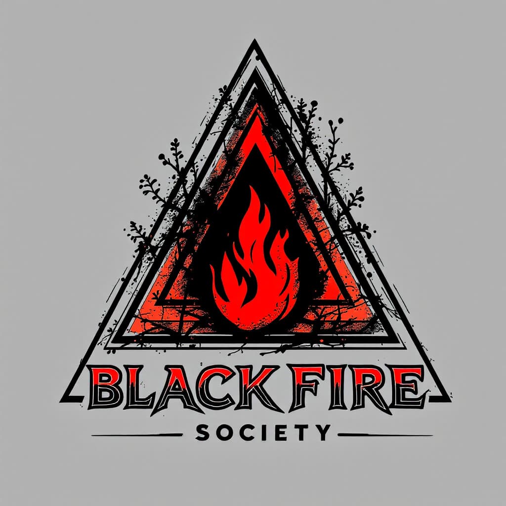 AI generated: Generate a  simplistic rock band logo with the following elements triangles, lines, simplistic fire,...