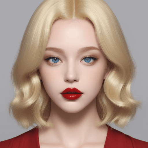 AI generated: red lips, blonde hair