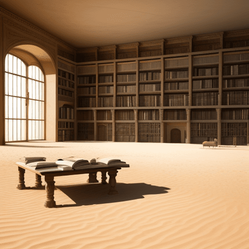 AI generated: biblioteca no deserto