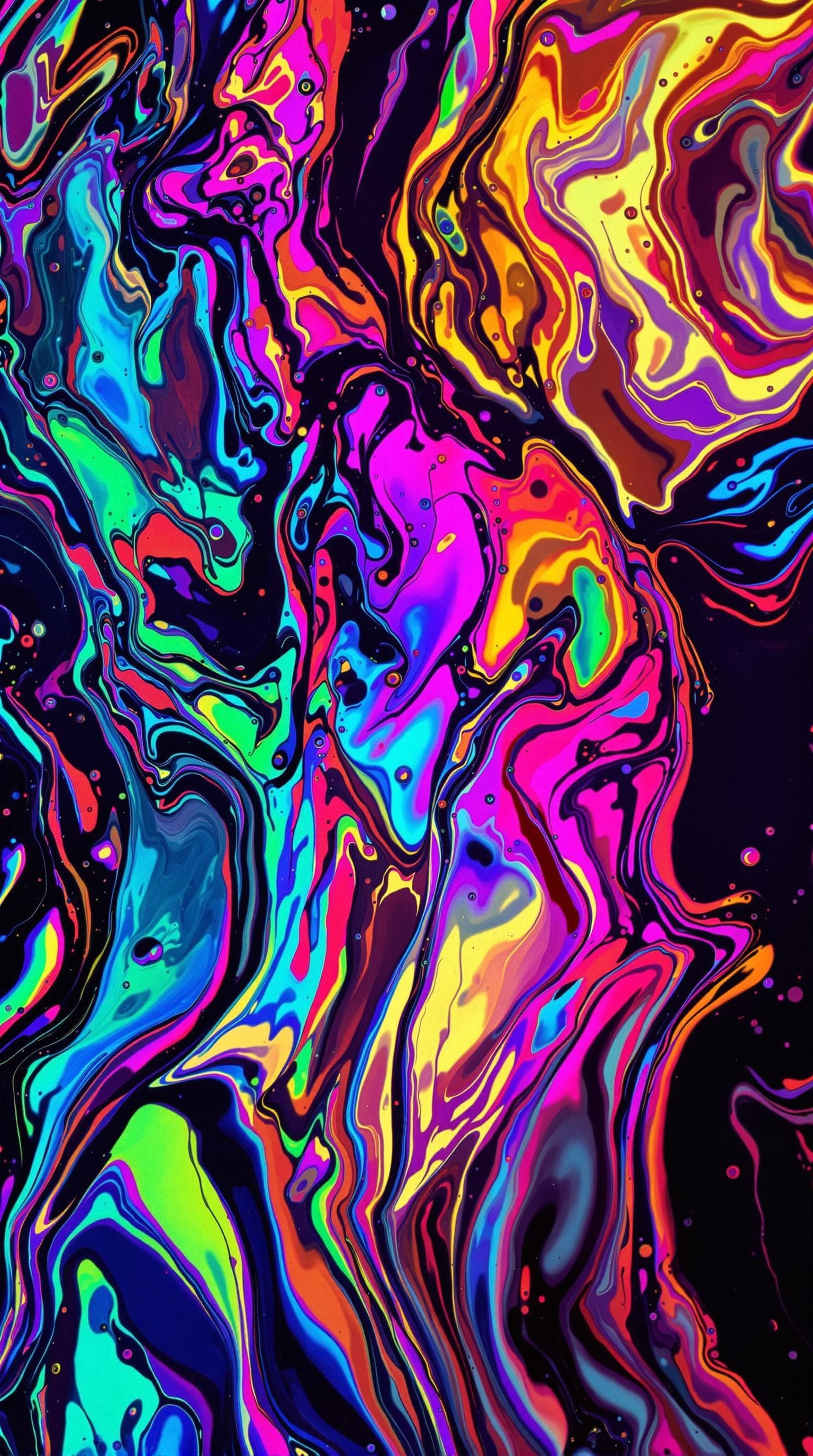 AI generated: fluid liquid marmor texture, with colourful holographic effect, splashes