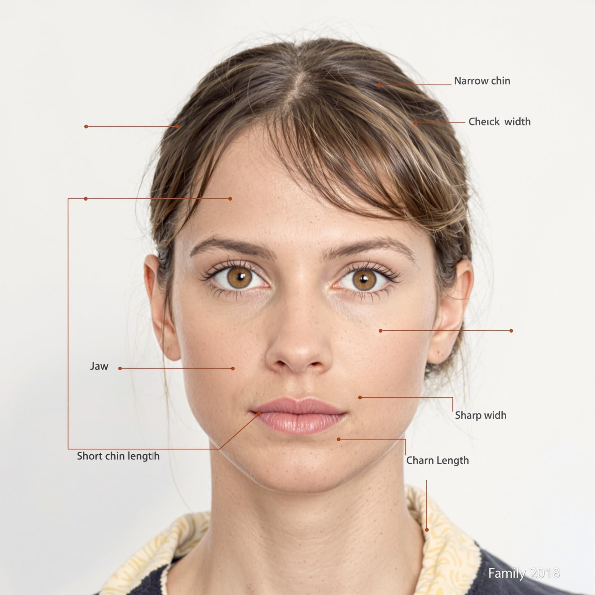 AI generated: A subject with a distinct facial structure, comprising: a narrow chin width, a short chin length, an...