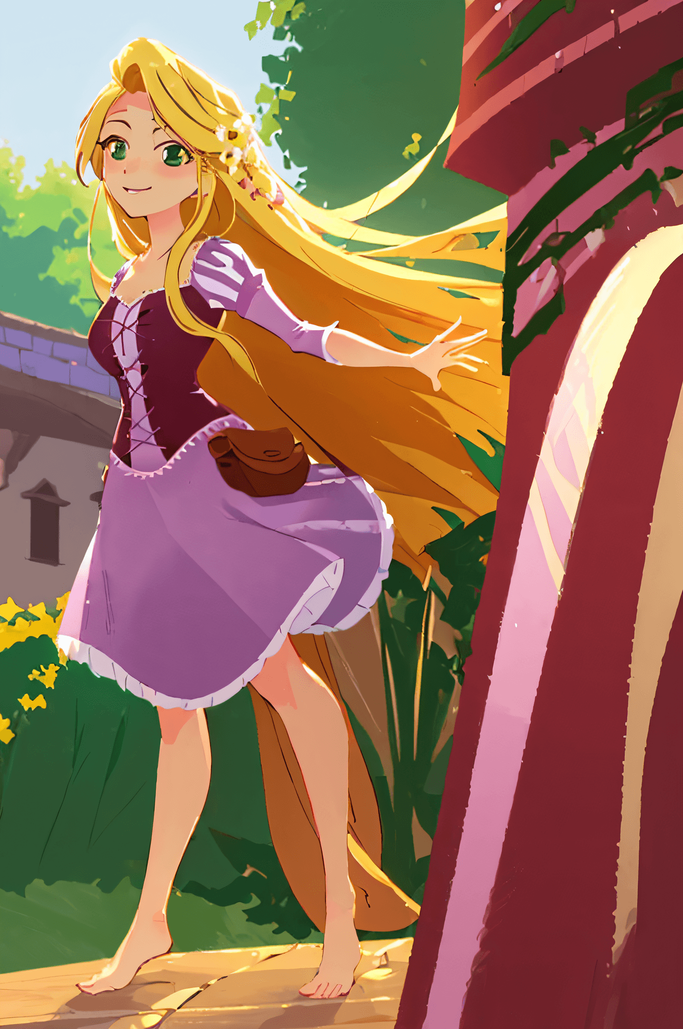 AI generated: (masterpiece, best quality, high resolution:1.4), rapunzel, green eyes, (loose hair:1.2), looking at...