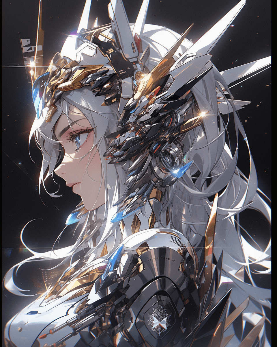 AI generated: ko rin's new book in a silver, in the style of futuristic glamour, official art, unreal engine 5, go...