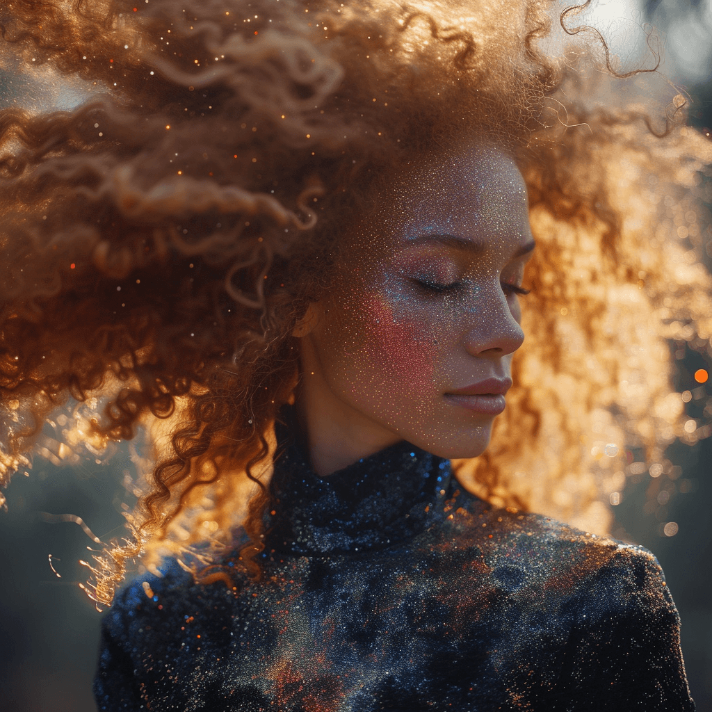 AI generated: a woman with galaxy for hair --s 750 --v 6.0