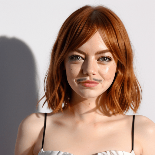 AI generated: Emma stone hairy mustache