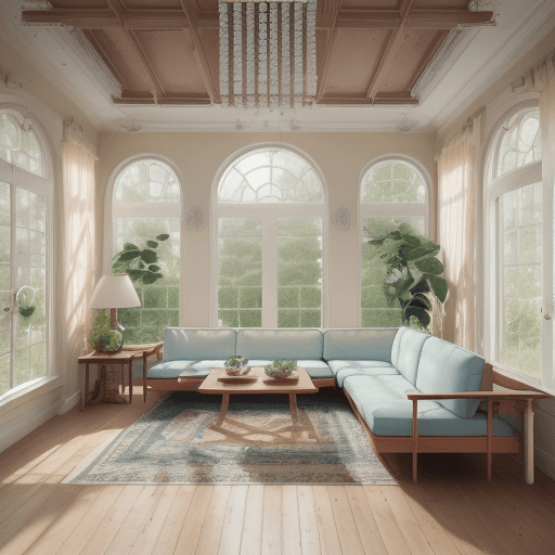 AI generated: High resolution photography interior design, dreamy sunken living room conversation pit, wooden floo...