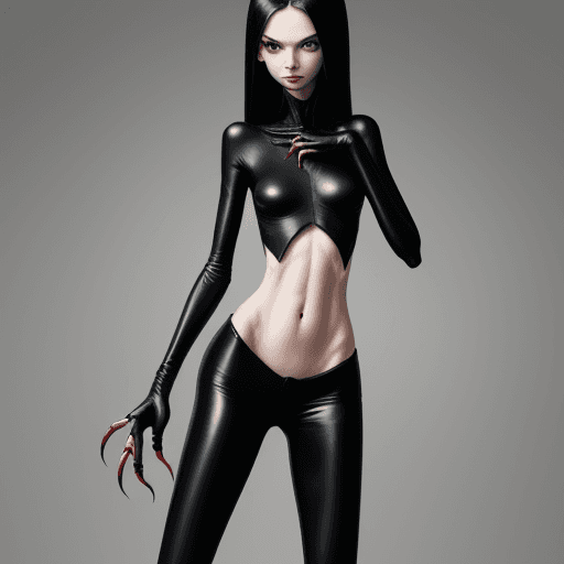 AI generated: ultra skinny girl with long black curved claws, 