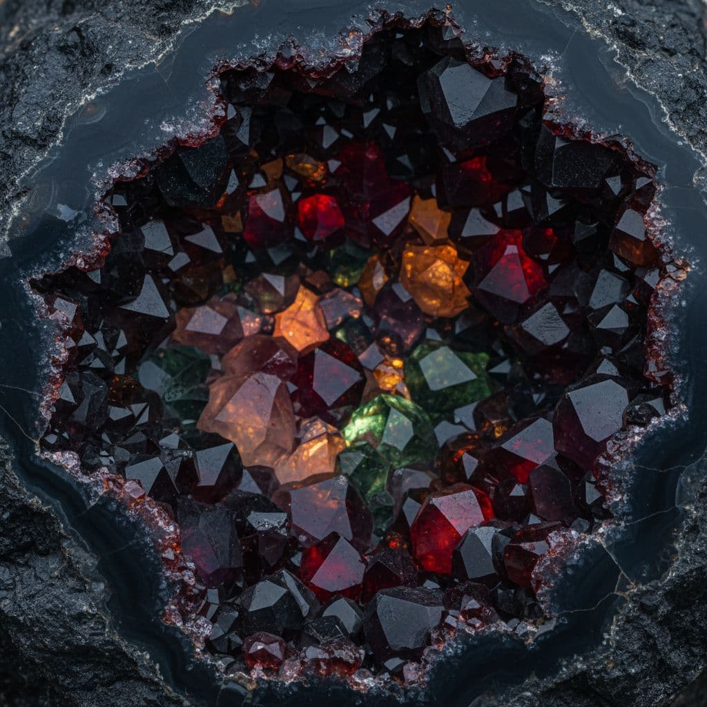 AI generated: a darker Crystal made up of lots of different colors faded together  