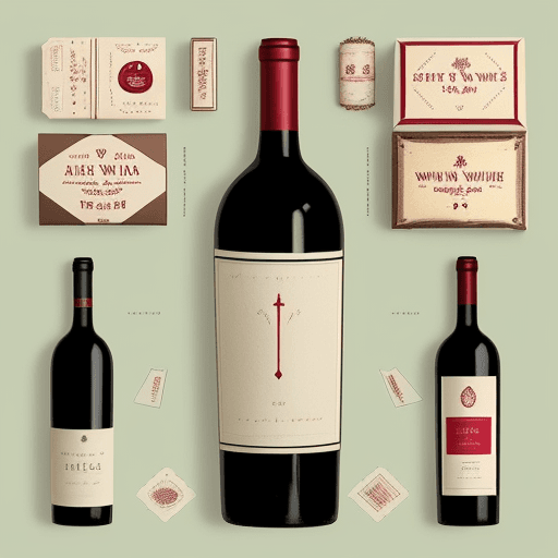 AI generated: A package design for a new line of wine that is playful and whimsical. inspiration on a Wes Anderson...