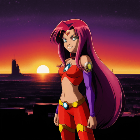 AI generated: starfire teen titans anime sunset background