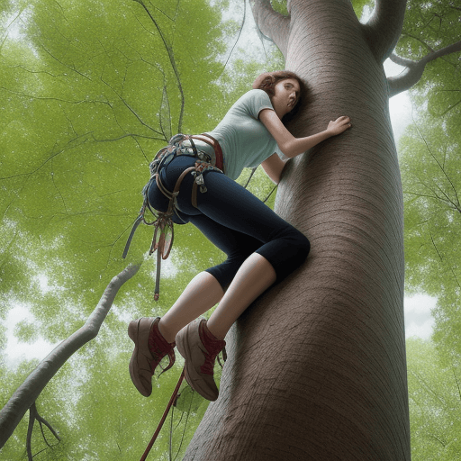 AI generated: woman climbing tree