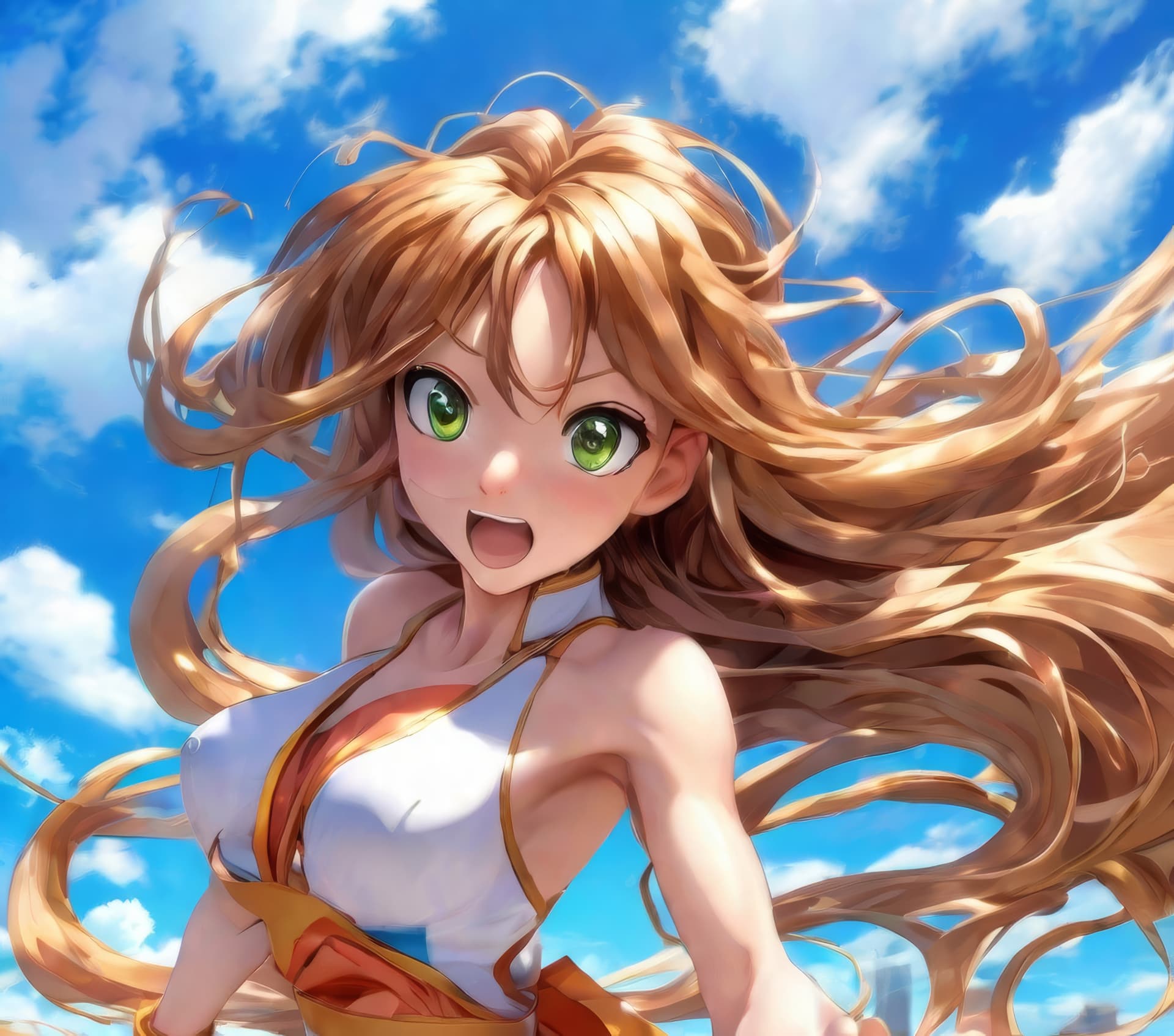 AI generated: (Lum), anime character, Pixar style, detailed, big expressive eyes, flowing hair, detailed costume, ...