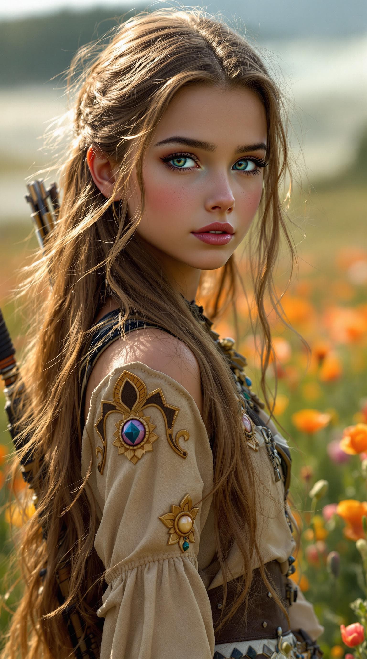 AI generated: a professional photo of a exceptionally beautiful girl in the world, (age 7), (seven year old) of th...