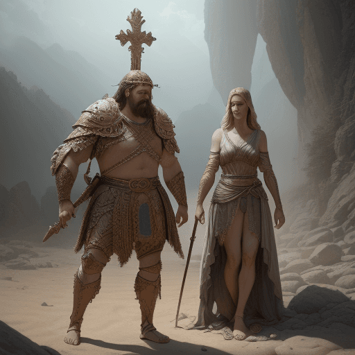 AI generated: Biblical story David and Goliath, perfect composition, beautiful intricately detailed and detailed o...
