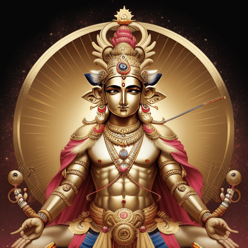 AI generated:  Rama is a major deity in  one of the most popular avatars, bow worrier and Hindu god Maruti
, golde...