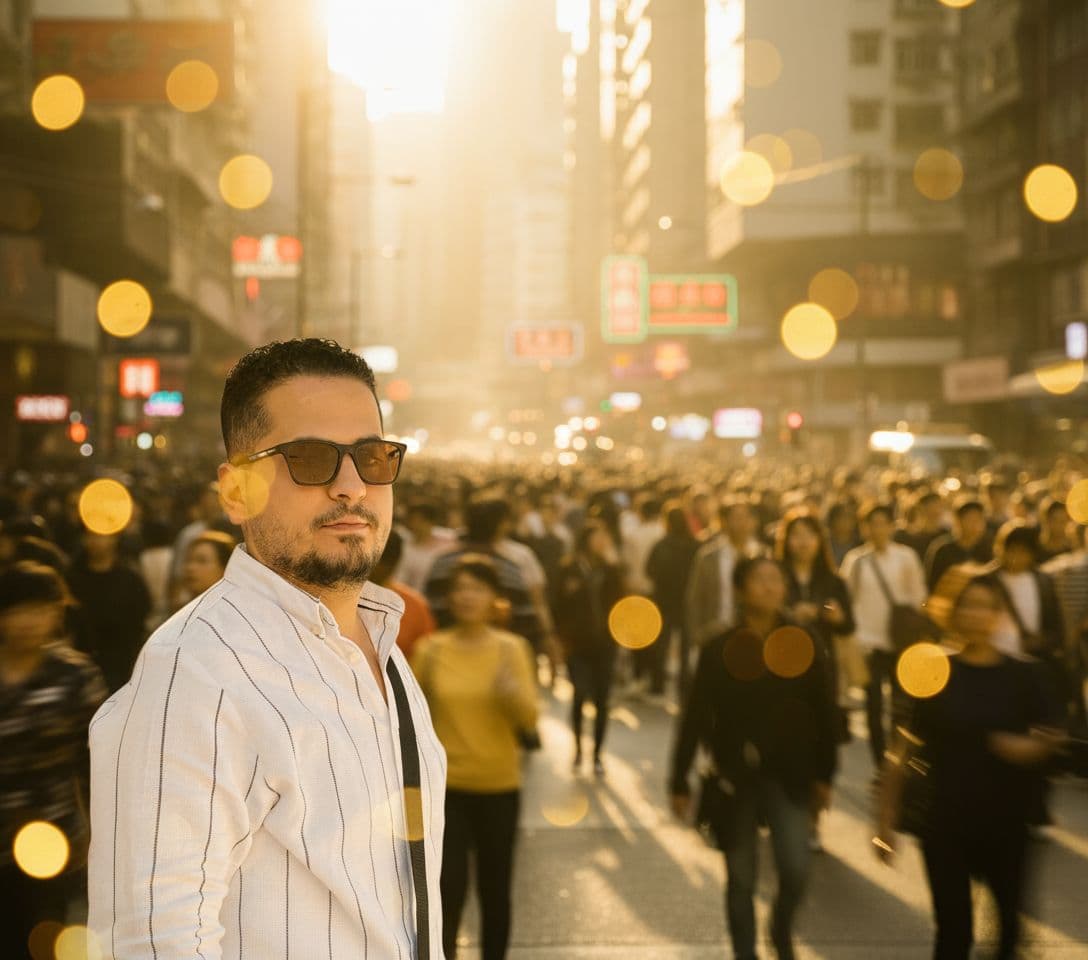 AI generated: photography, candid shot, far range angle, capturing the urban vibe, single focused professional fem...