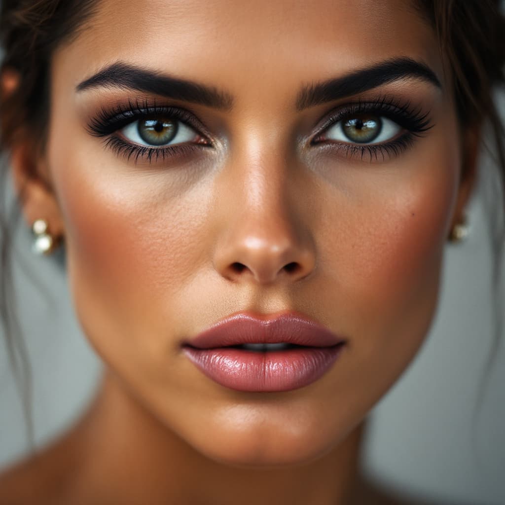 AI generated: 
A close-up color portrait of Eva Mendes, the woman's face highly detailed, with a striking Latino C...