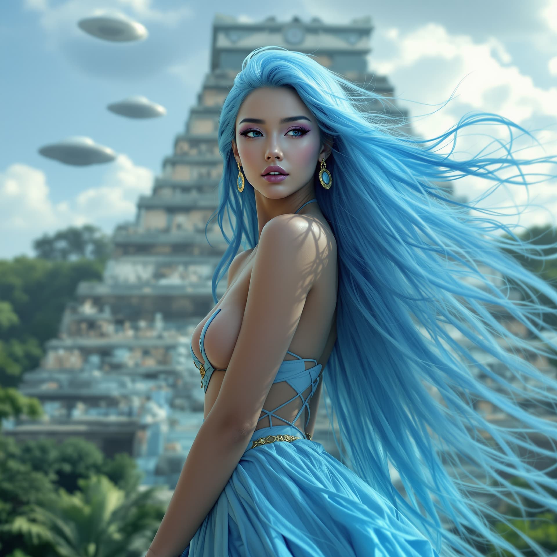AI generated: Psychedelic, surreal. A professional photo of the most amazing female in the world, a young adult, A...