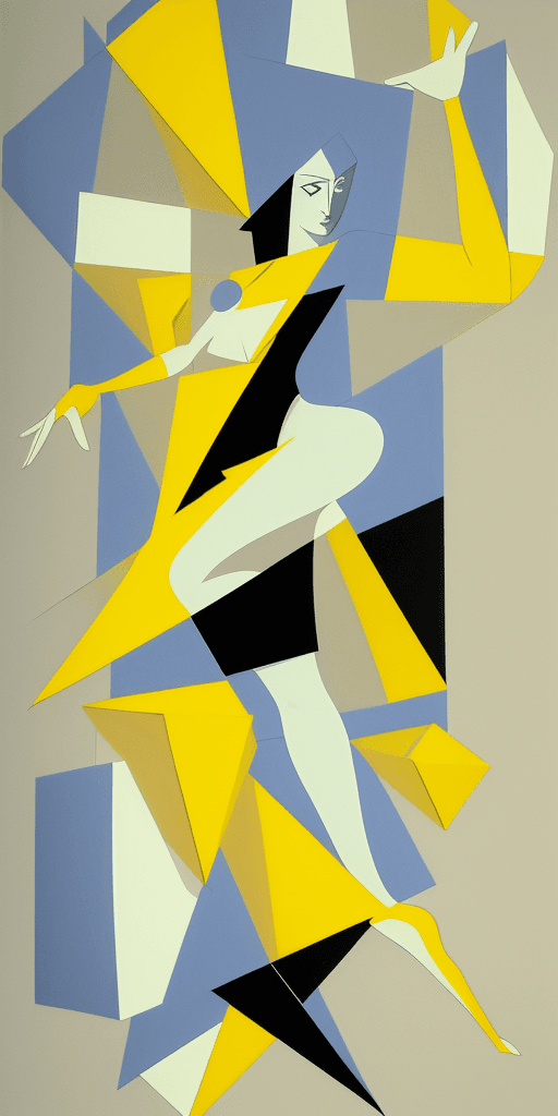 AI generated: (16k4d art rfktrstyle Half a pound of tuppenny rice), Cubist Angles, (Dynamic Pose)